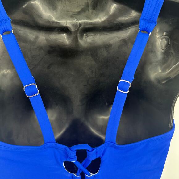 NEW Cupshe Royal Blue Square Neck Slim & Sculpt One Piece Swimsuit Sz Large - Picture 4 of 9
